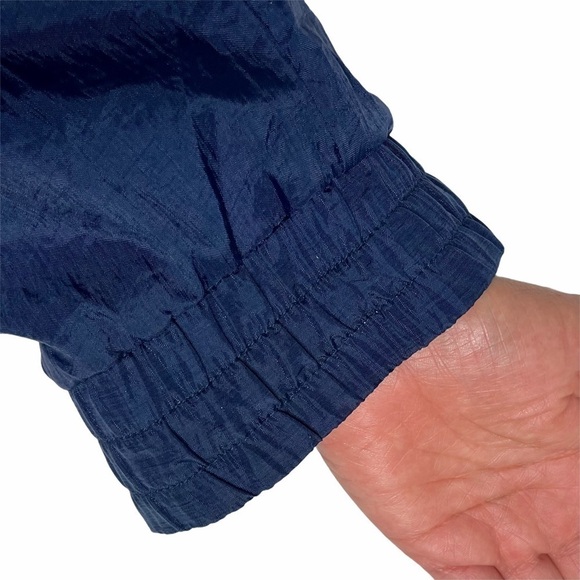 Vintage Athletic Works 90s Navy Silver Windbreaker Jacket Medium Retro - Picture 3 of 8